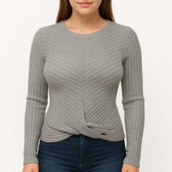 Hollister Women’s Ribbed Knit Sweater – Gray – Size XS (Extra Small) - Picture 1 of 11